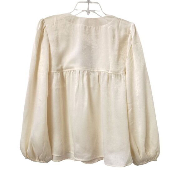 Band Of The Free Top Medium Silky Ivory Boho Neutral V-neck Poet - Picture 5 of 9